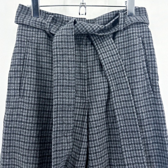 Aritzia Wilfred Gray Plaid Wool Cashmere Tie Front High Waisted Pants Size 6 - Picture 3 of 5